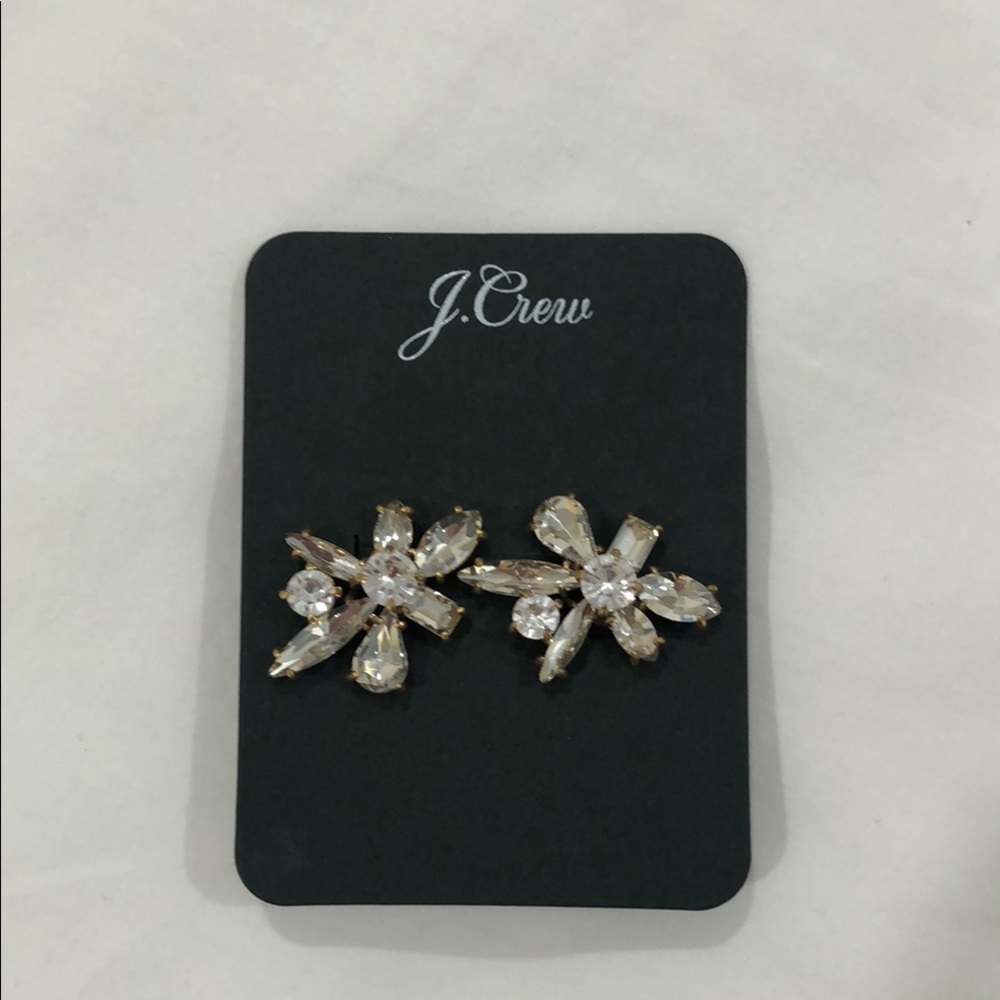J. Crew Gold Starburst Earrings with Rhinestone Accents
